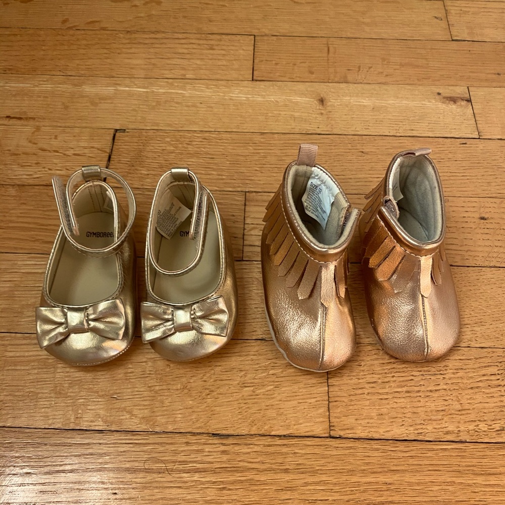 Two pairs of Baby Girl Shoes Gold